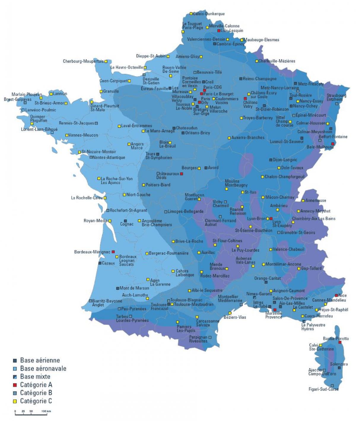 Mappa degli aeroporti di Francia