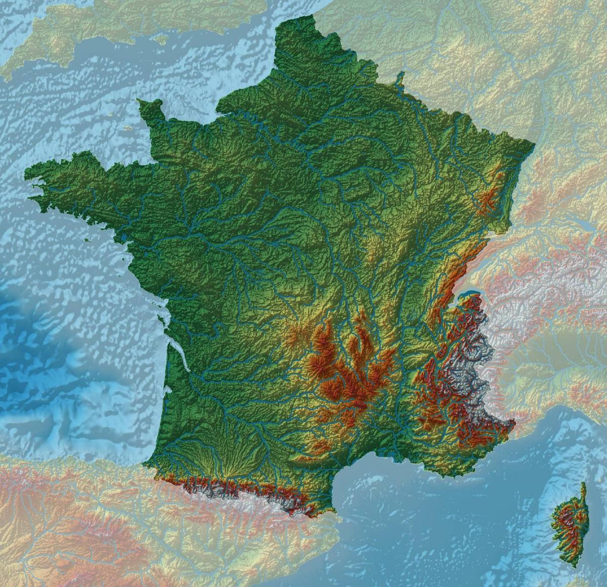 Mappa altimetrica della Francia