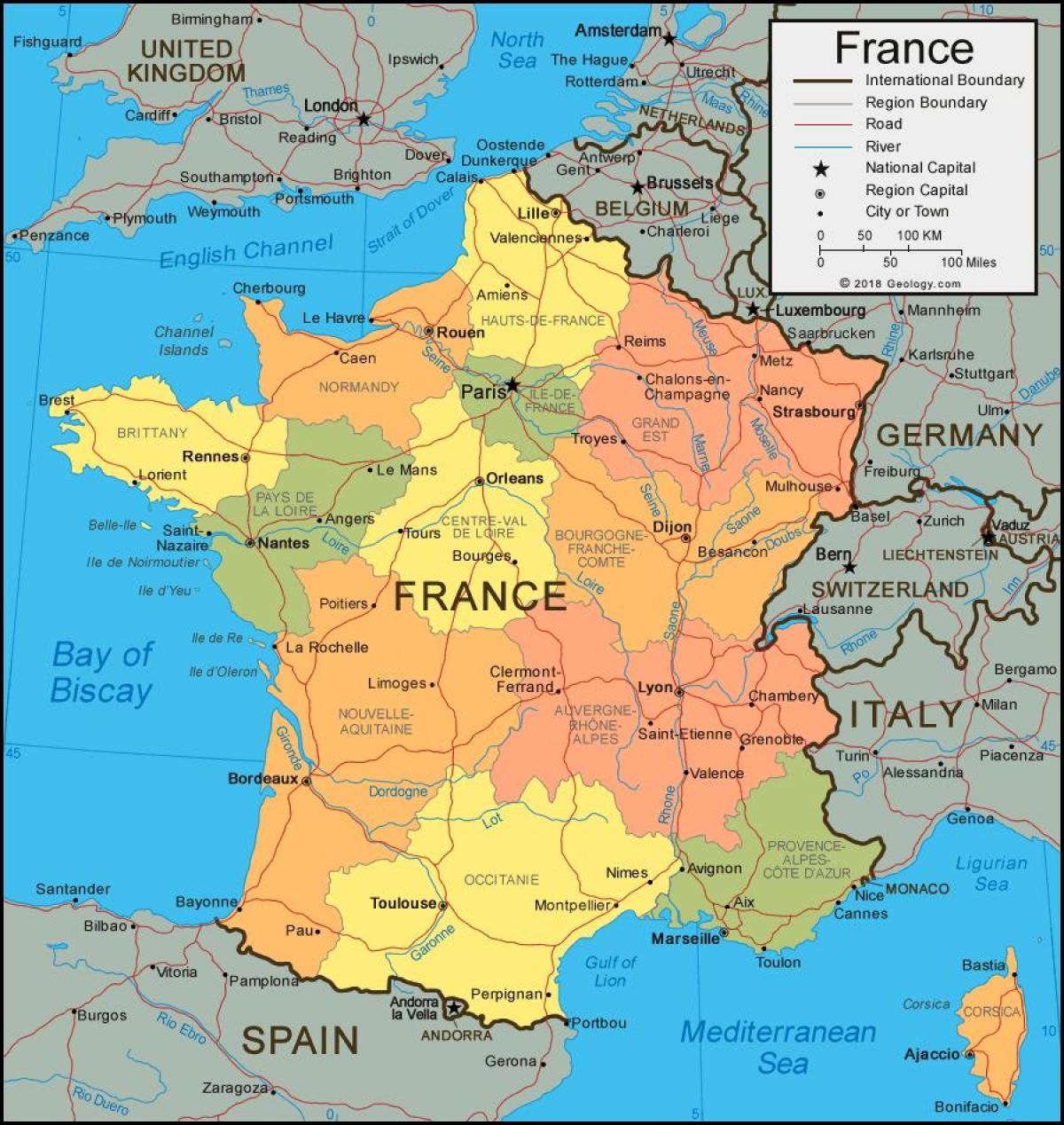 Mappa del paese Francia