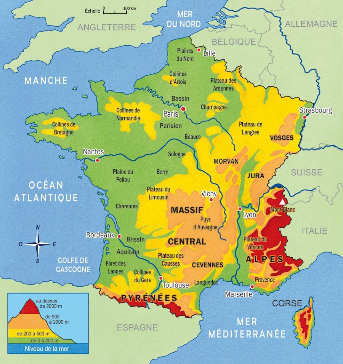 Montagne in Francia mappa