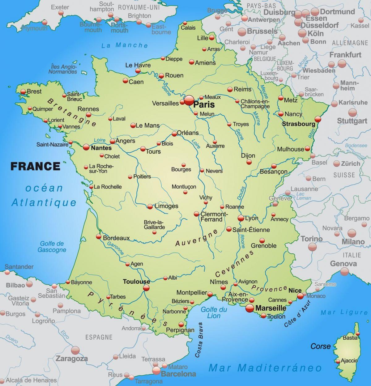 Francia su una mappa