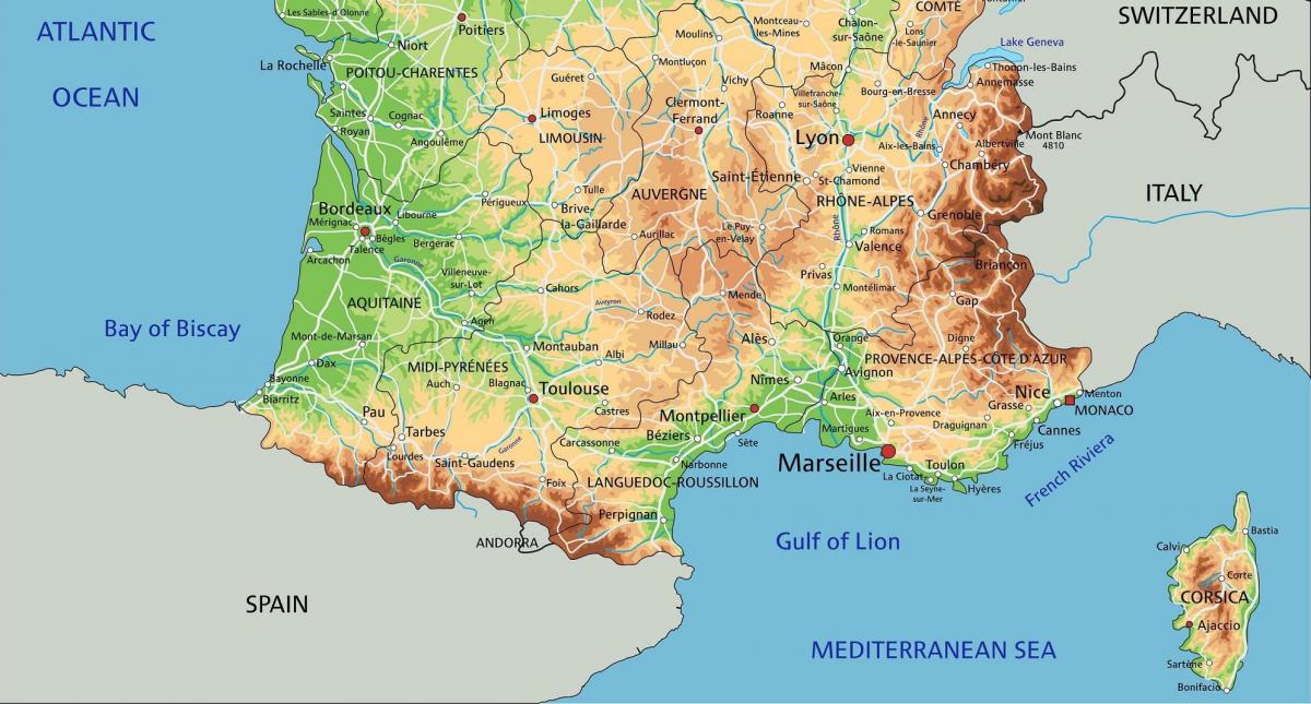 Mappa del Sud della Francia