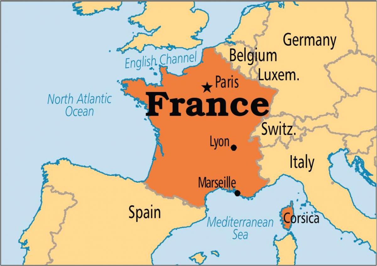 Mappa della Francia e dei paesi confinanti